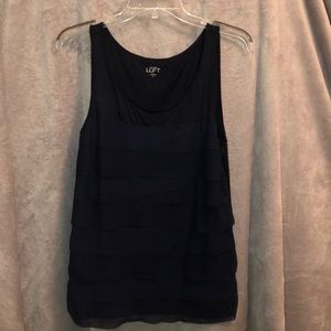 Loft navy blue layered blousy top